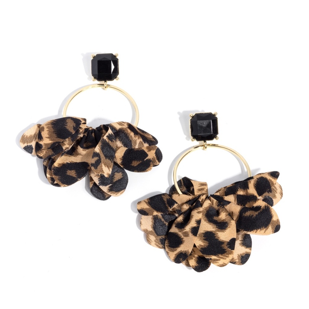Paparazzi Leopard Print Earrings with Gold Hoops
